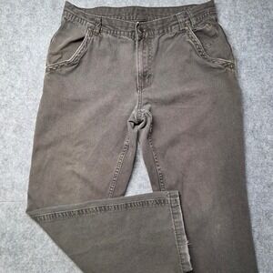 Kavu Mens Canvas Outdoor Work Pants Brown Faded Cotton Straight Leg 36x31.5